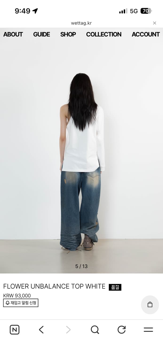 Wet Tag FLOWER UNBALANCE TOP WHITE 상품이미지3