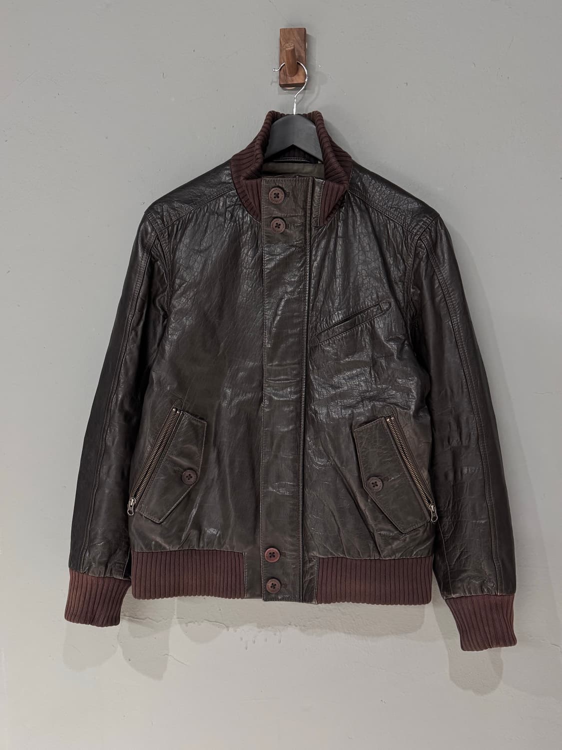 팀버랜드 카우하이드 하이넥 가죽자켓  상품이미지2