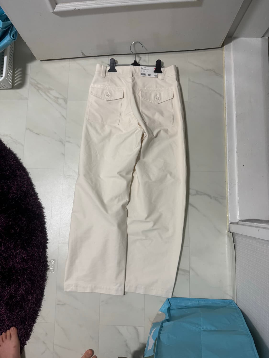 유니클로 저지 배럴 레그 팬츠 오프화이트 S (새상품) 상품이미지2