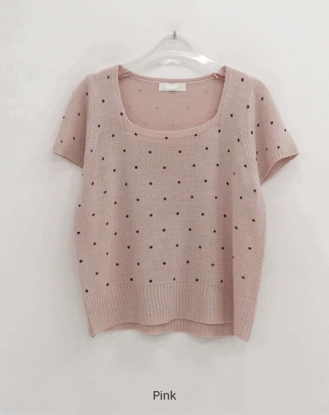 핑크 도트 스퀘어넥 반팔 니트 상품이미지2