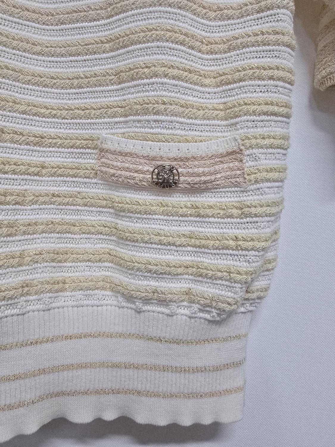 마인 아이보리 스트라이프 반팔 니트 상품이미지3