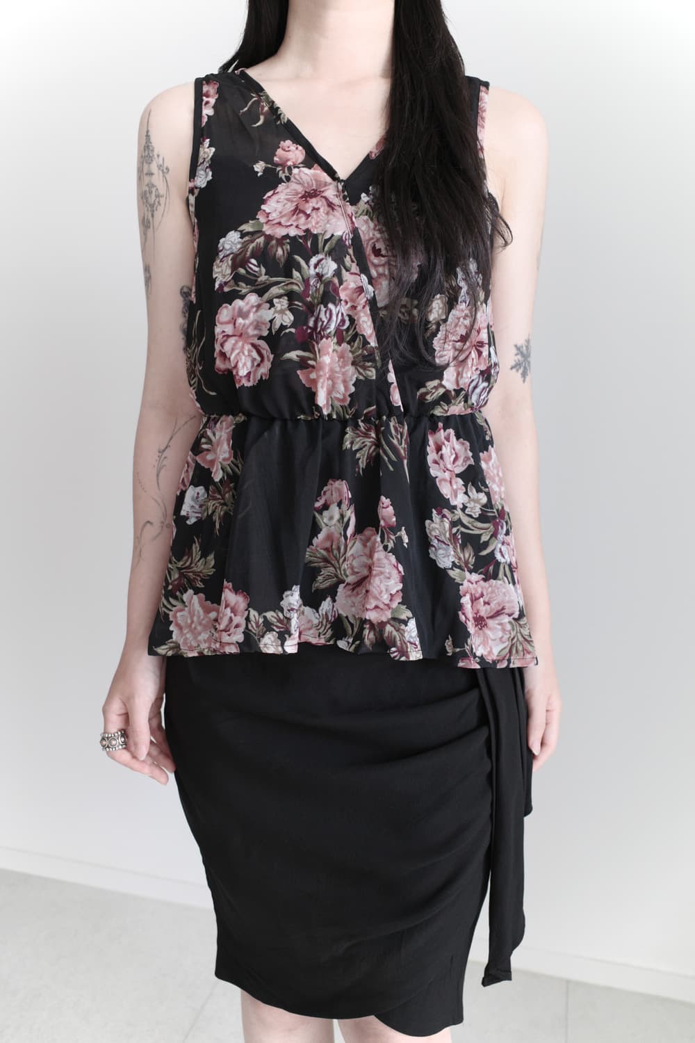 rose see-through sleeveless 상품이미지4