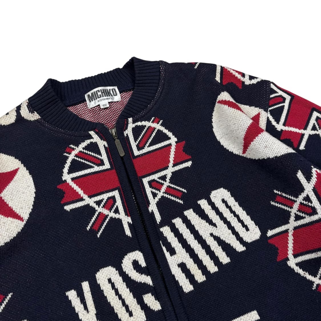 미치코 코시노90‘s 유니언 잭 패턴 니트 집업 상품이미지2
