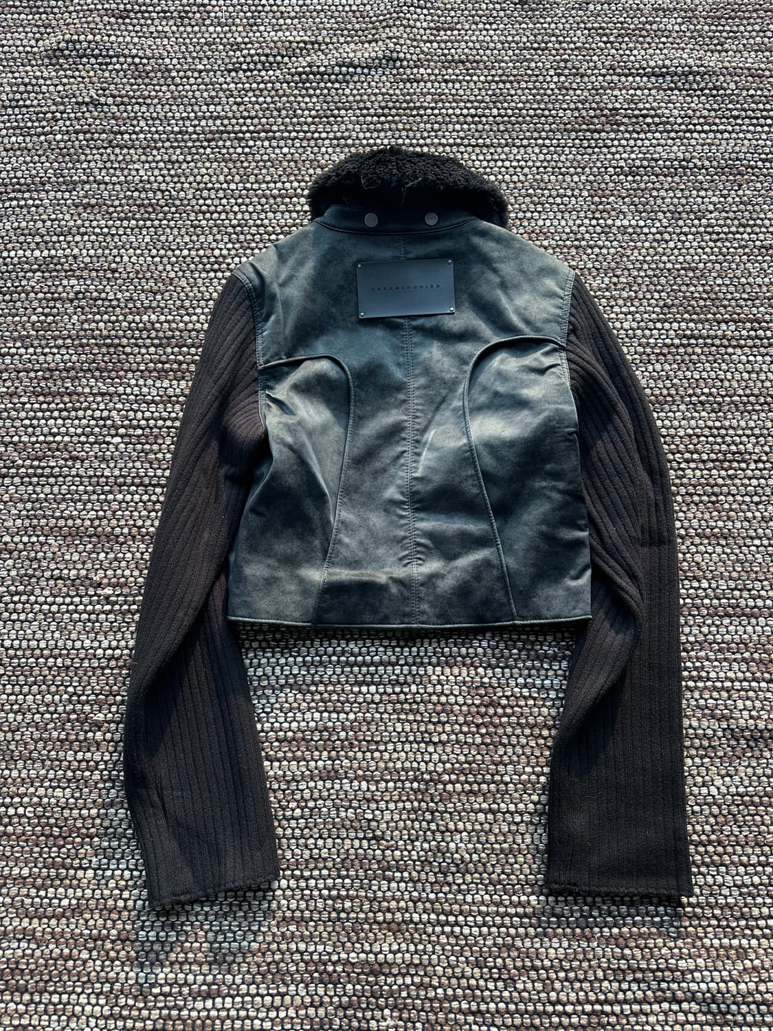 트리밍버드 투웨이 니트 크랙 레더 자켓 상품이미지7