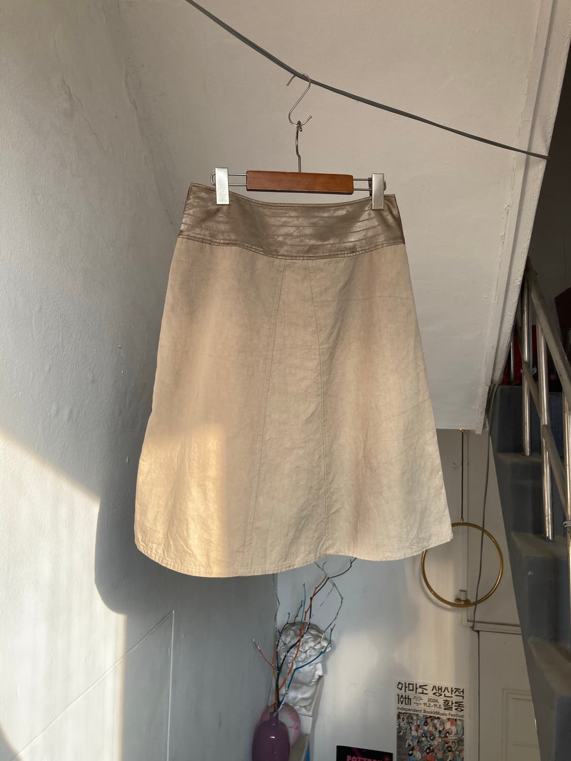 에스닉 베이지 A라인 스커트 상품이미지5