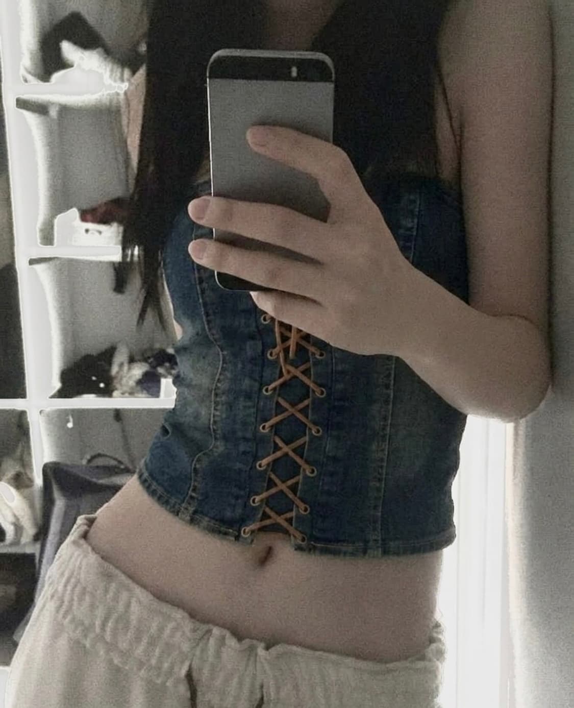 크로쉐 청 튜브탑 y2k 상품이미지1