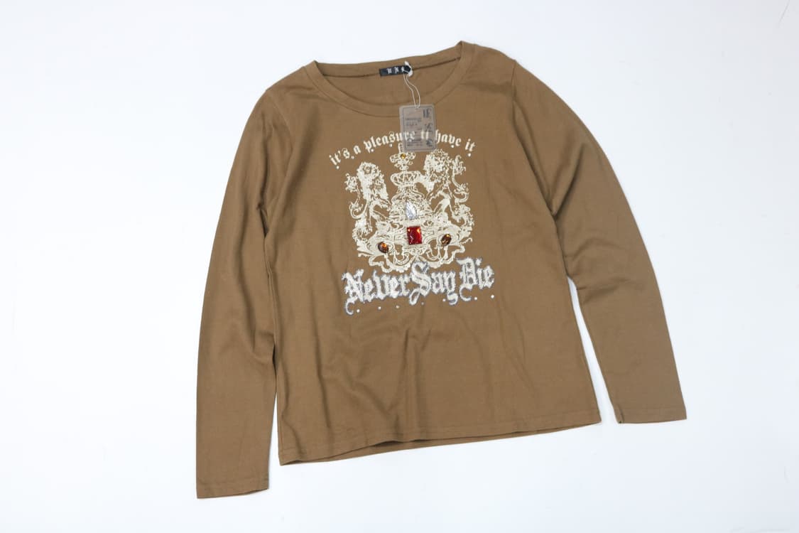 UNK 빈티지 레트로 엠블럼 쥬얼 디테일 롱슬리브 티셔츠 (M) 상품이미지2