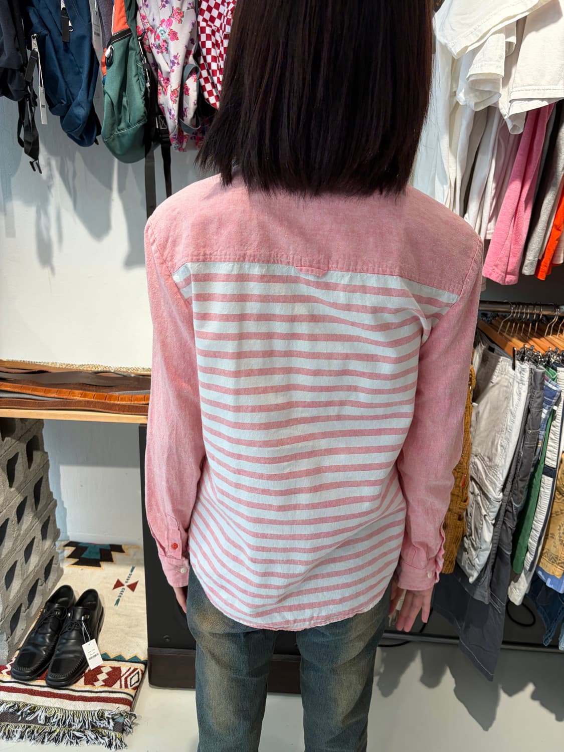 Evisu Jeans 배색 스트라이프 셔츠 M 상품이미지4