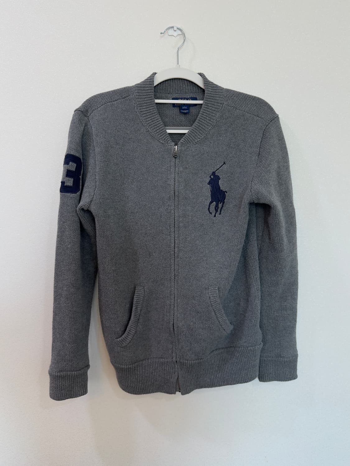 [L] 폴로 랄프로렌 빅포니 니트 집업 딥그레이 상품이미지1