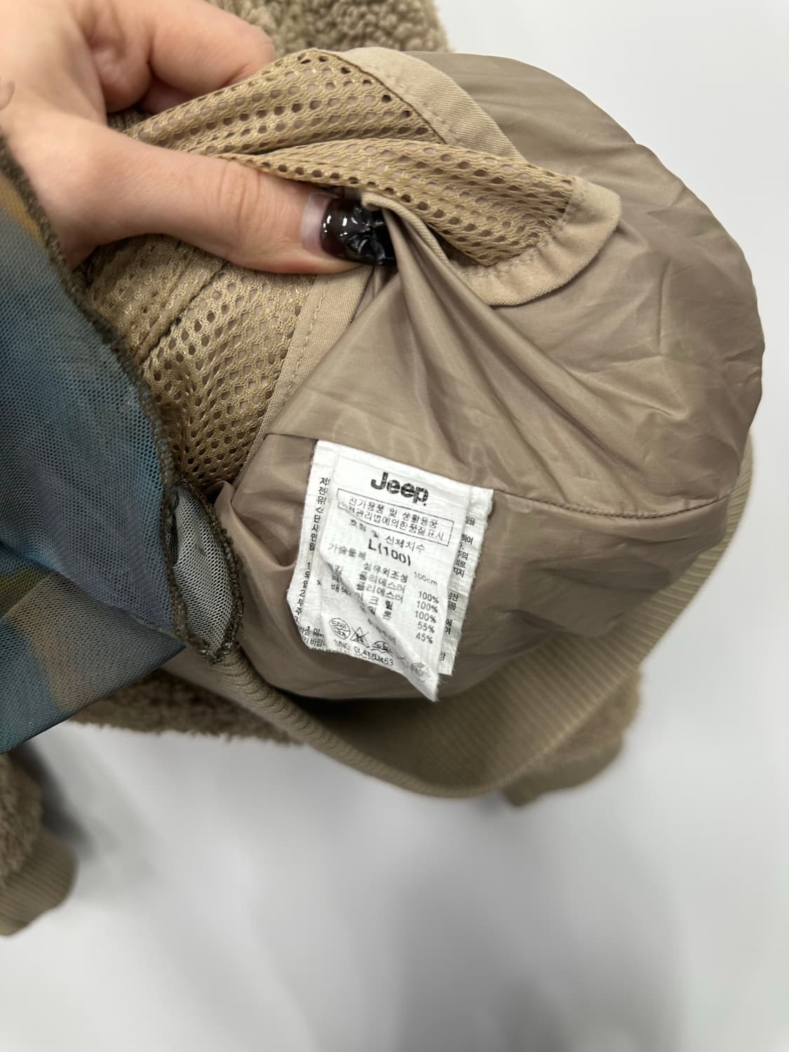 지프 베이지 뽀글이 플리스 후드집업 상품이미지4