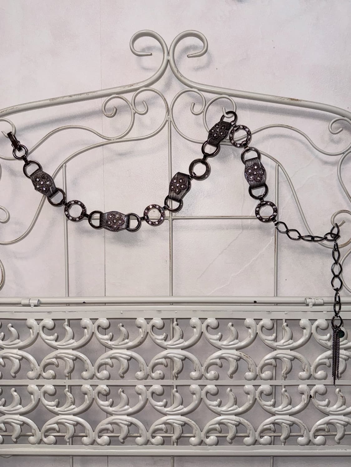 Silver oriental flower cubic chain belt  상품이미지1