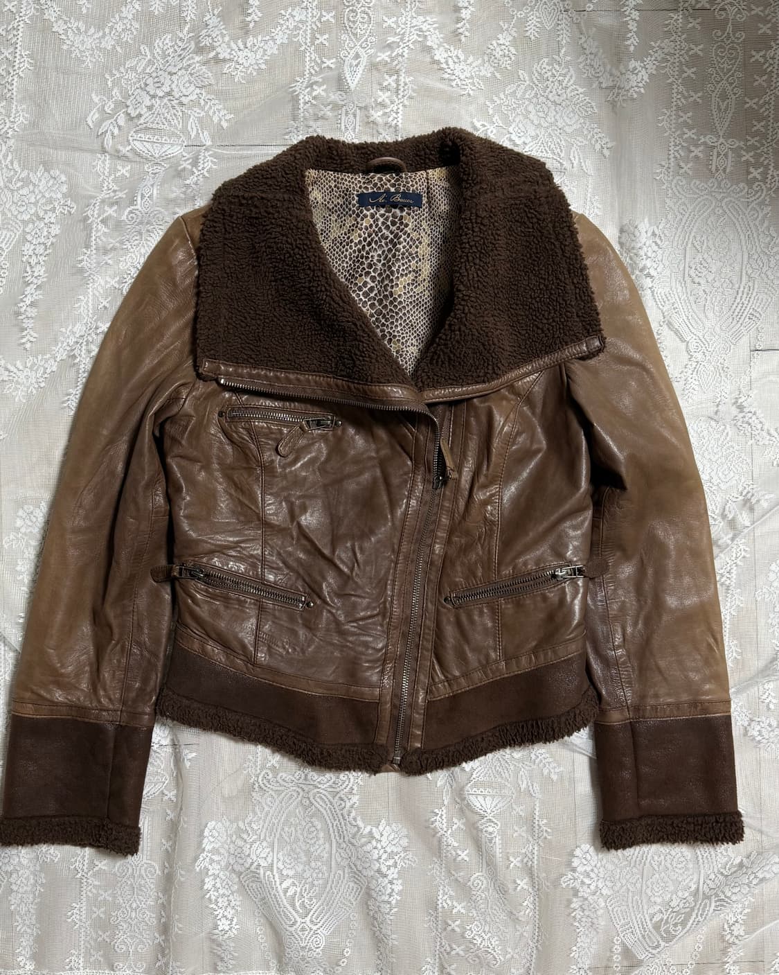 빈티지 양가죽 하이넥 무스탕 자켓 상품이미지2