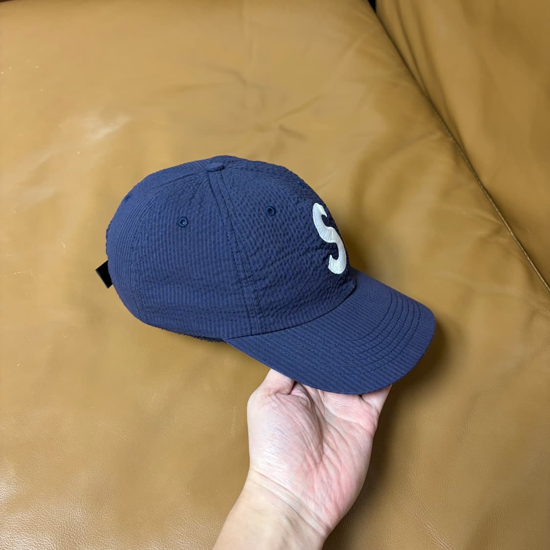 슈프림 S로고 6패널 볼캡 모자 24SS 시어서커 네이비 상품이미지4