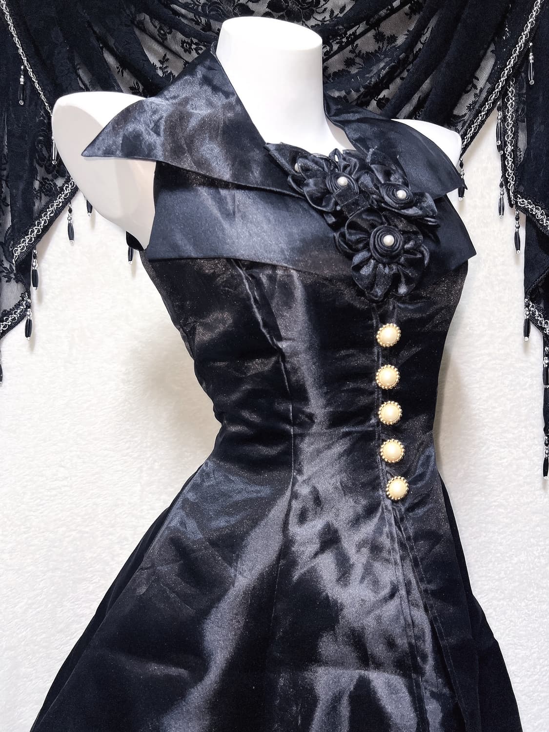 로맨틱고딕 고스펑크 미사 세라 레이스업 코르셋드레스 새틴원피스 공겜 핀터 상품이미지3