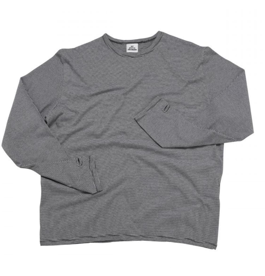 (L) MJD 스트라이프 핑거홀 롱슬리브 블랙 상품이미지1