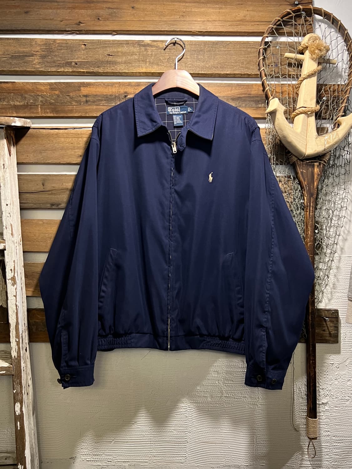 [L]폴로 랄프로렌 체크 라이닝 네이비 드리즐러 자켓 상품이미지1
