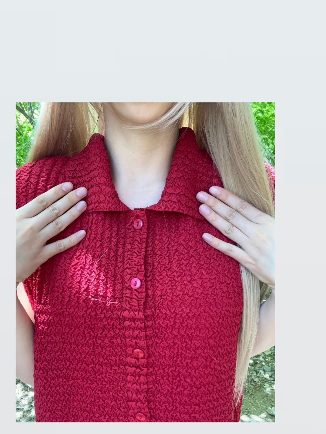 Red Crinkle Shirt 레드 크링클 탑 상품이미지1