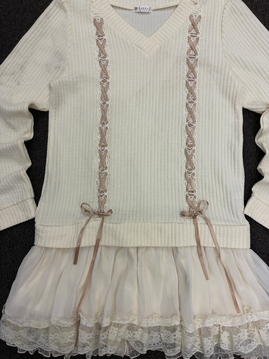 M)AXES FEMME 빈티지 여성 레이스업 디테일 프릴 원피스 상품이미지4