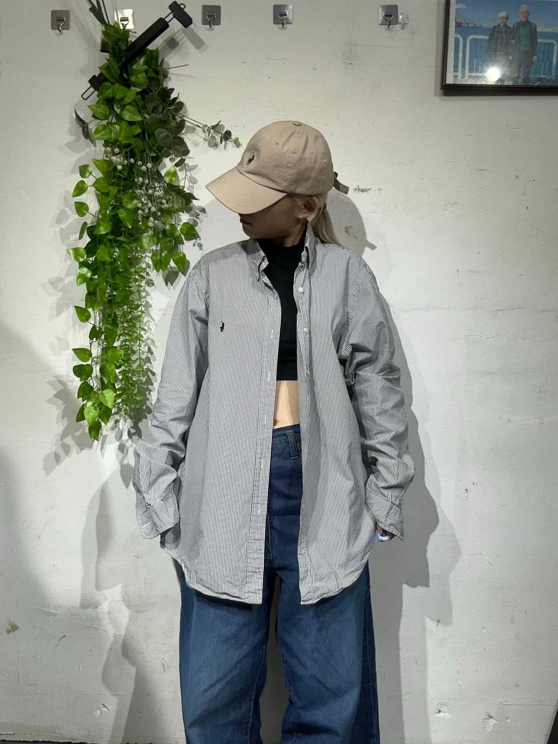 폴로 랄프 로렌 그레이 스트라이프 클래식 핏 셔츠 상품이미지2