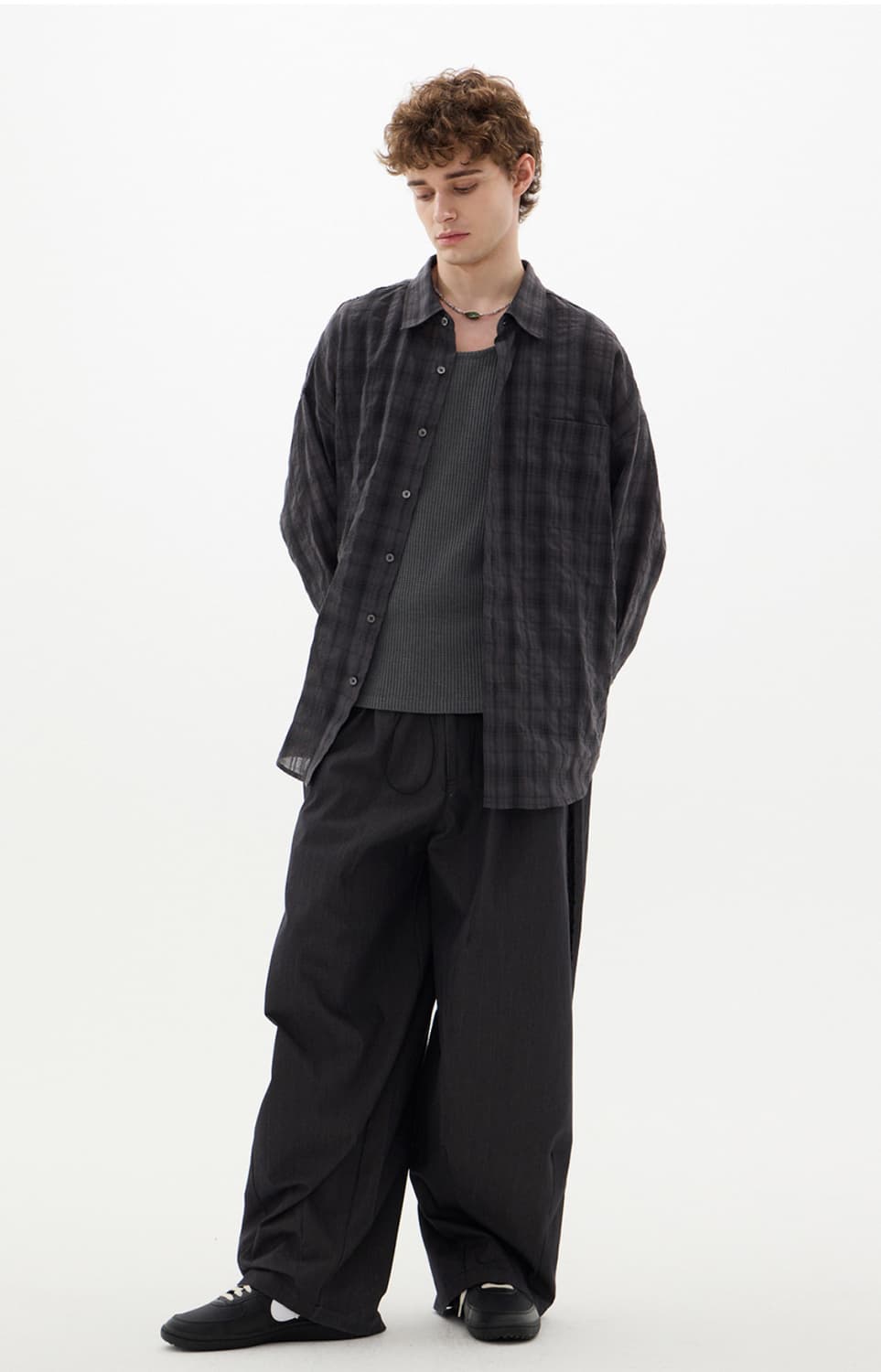 르아브 모노리스 오버사이즈 타탄 체크 셔츠 상품이미지2