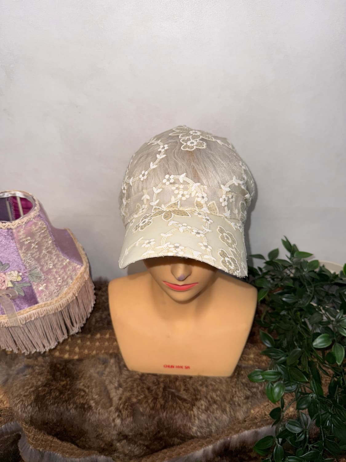 Ivory floral lace ball cap  상품이미지4