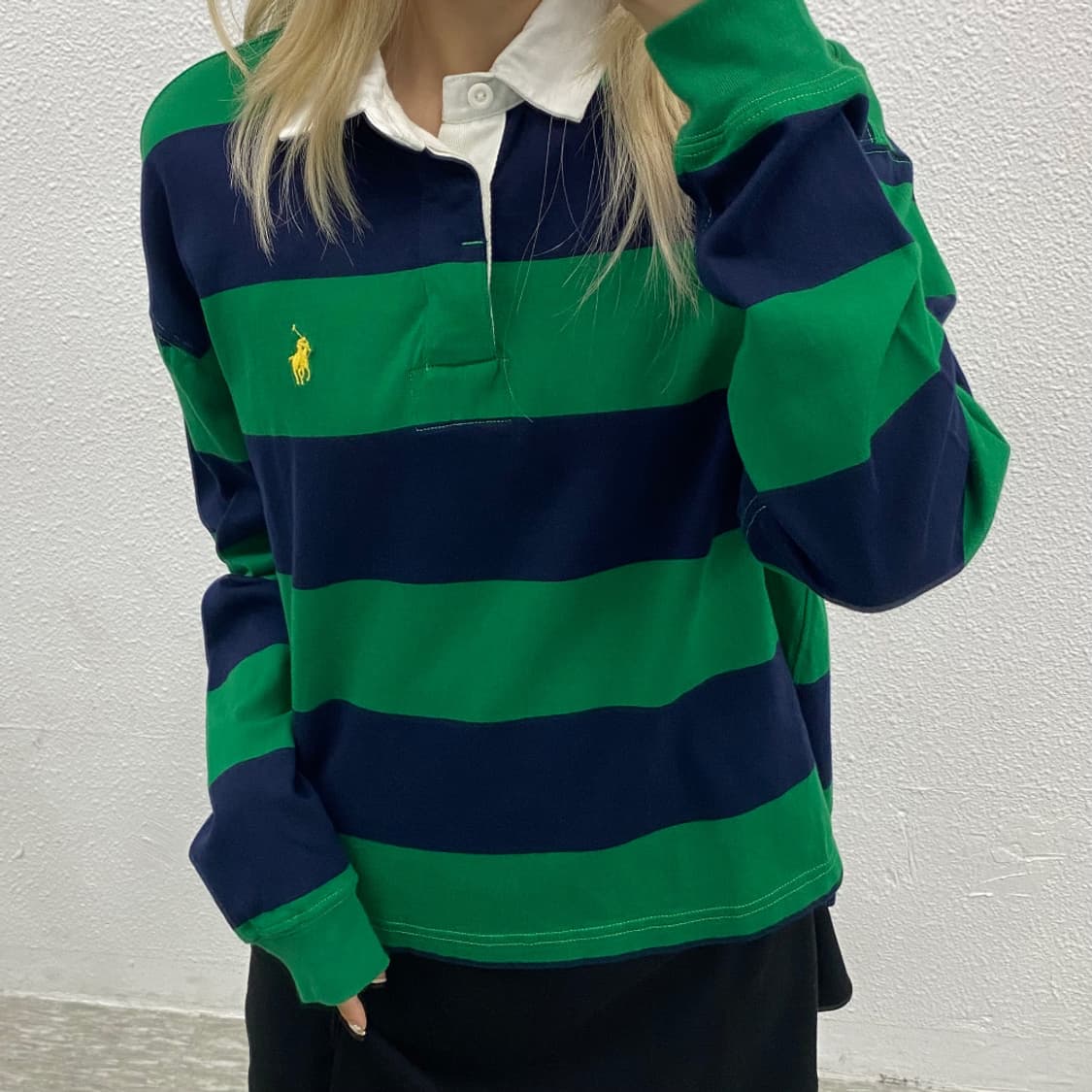 폴로 랄프로렌 그린 네이비배색 럭비티 S 상품이미지5