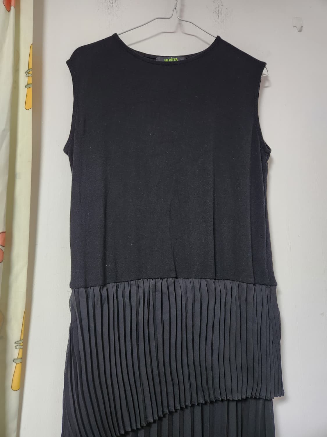 LE PITTA 블랙 플리츠 롱 원피스85-92-165 상품이미지3