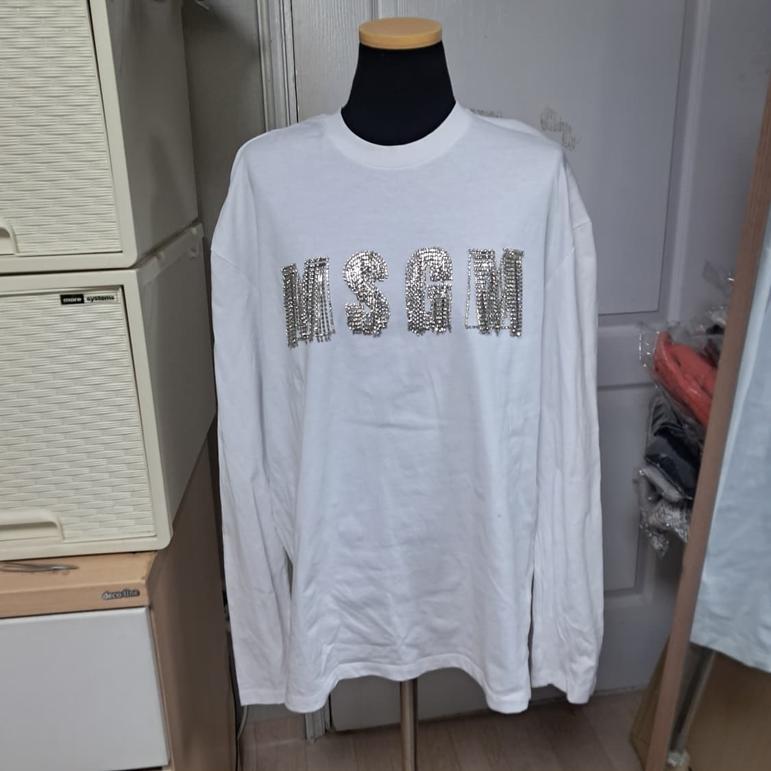 MSGM 큐빅 로고 긴팔 티셔츠 S(남녀공용)상태상급 상품이미지1