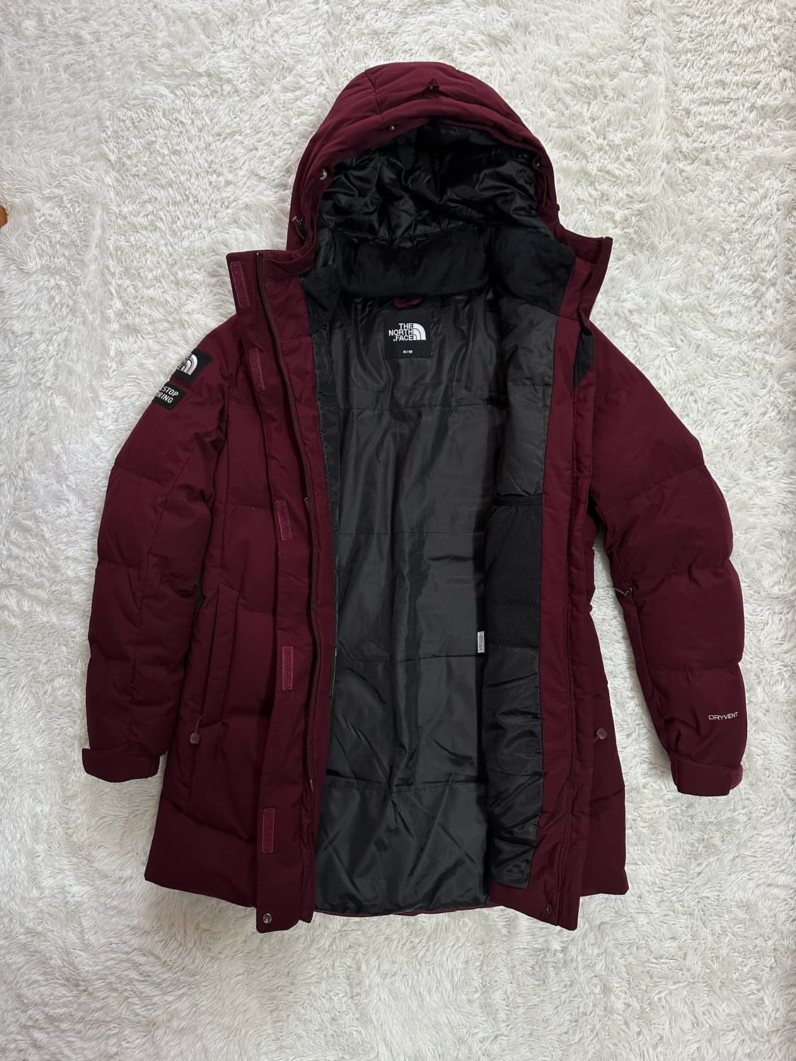 노스페이스 여성 패딩 M/90 버건디 상품이미지5