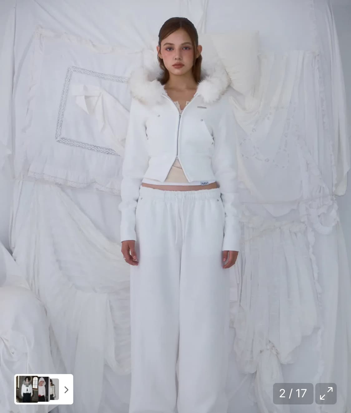 로제프란츠 Fur Slim Rivet Hood Zip-up [Ivory] 상품이미지2