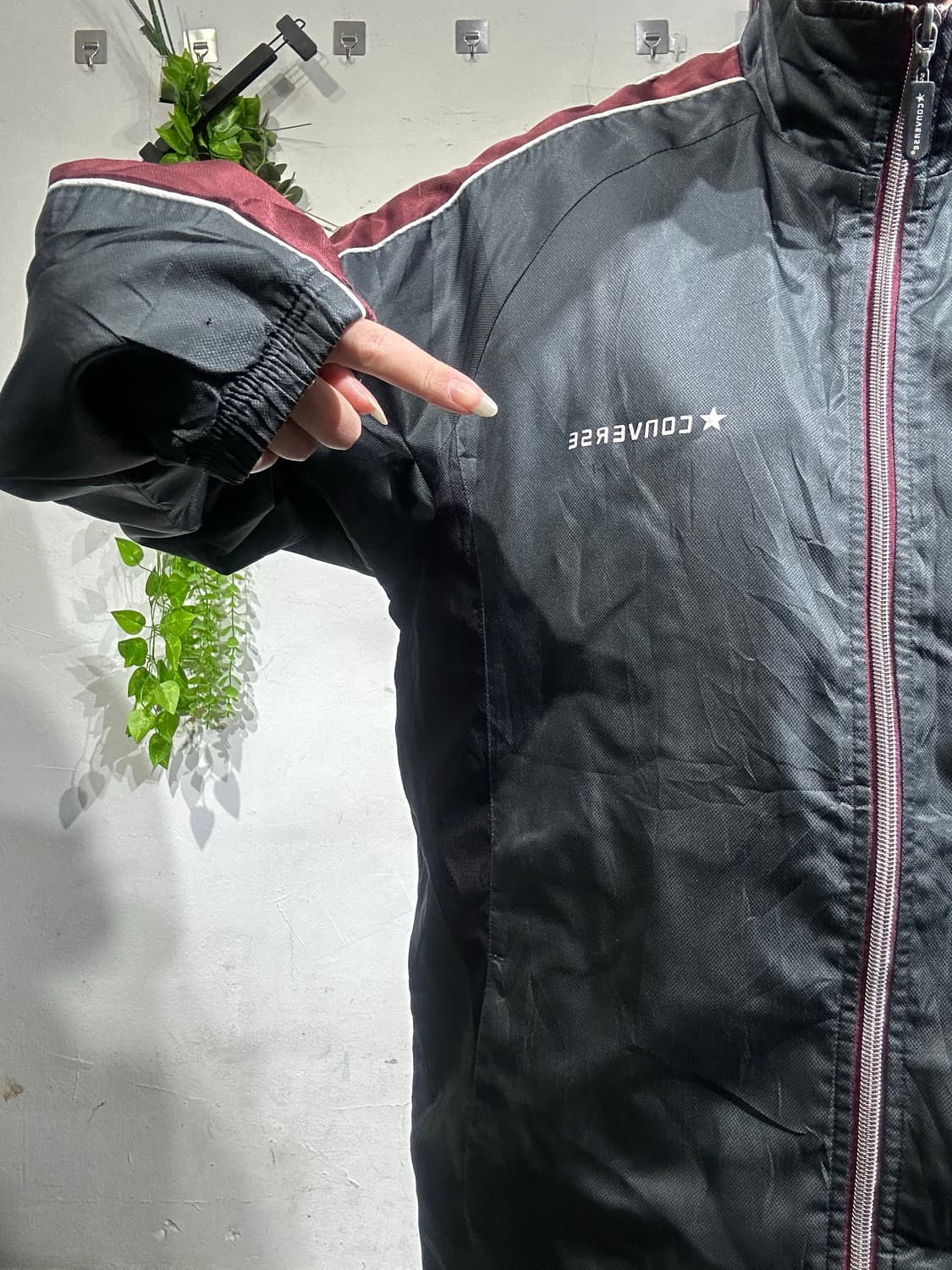 컨버스 그레이 버건디 사이드 라인 트랙탑 져지 M 상품이미지4