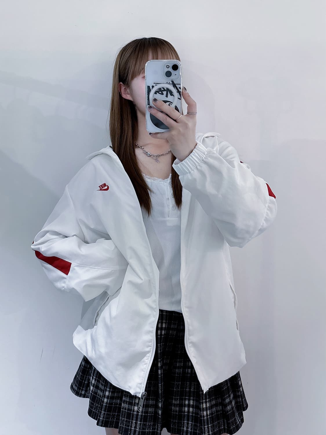 나이키 화이트 스우시 바람막이 상품이미지1