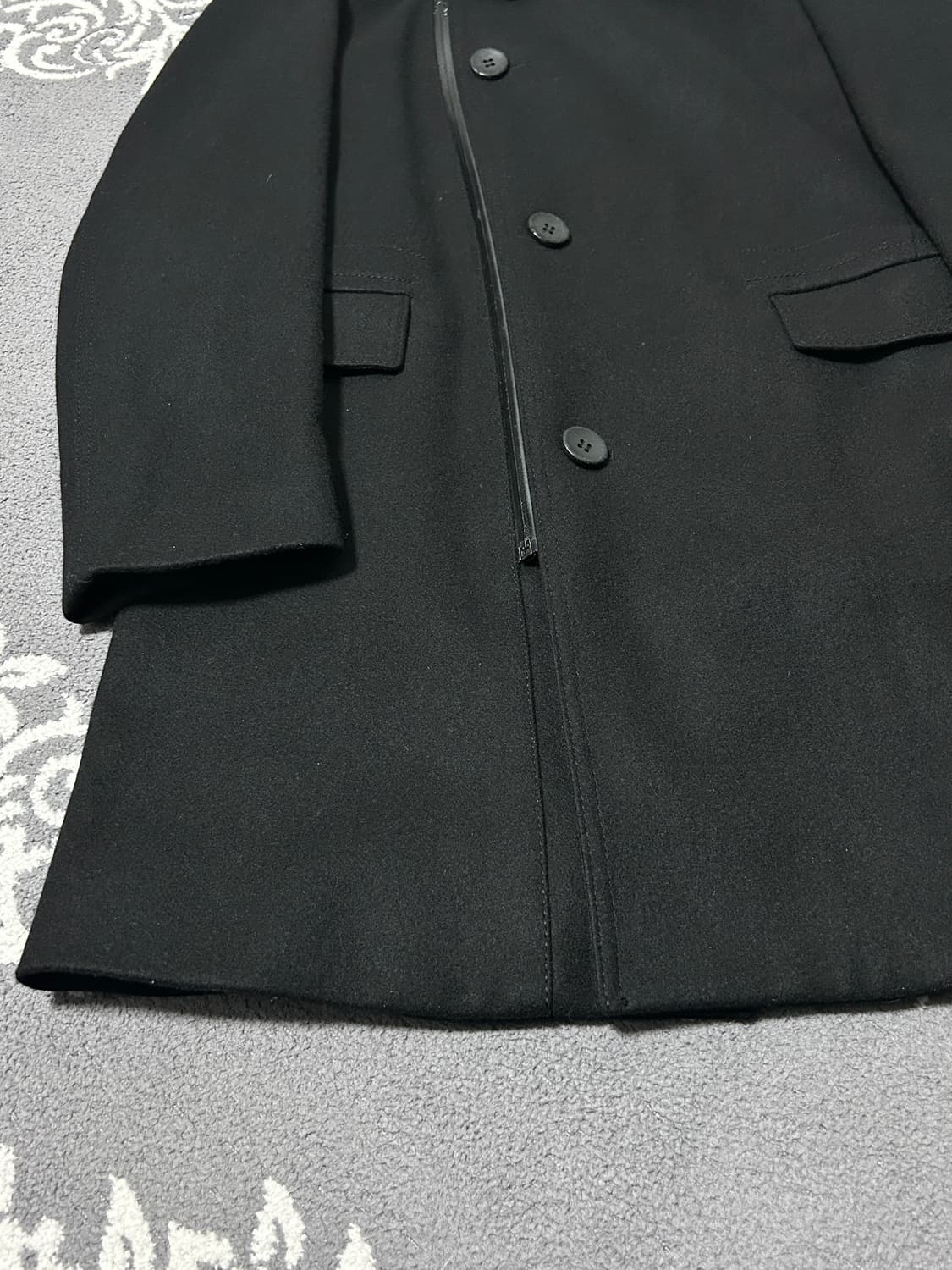 우영미 사선 사무라이 후드 울 코트 상품이미지7