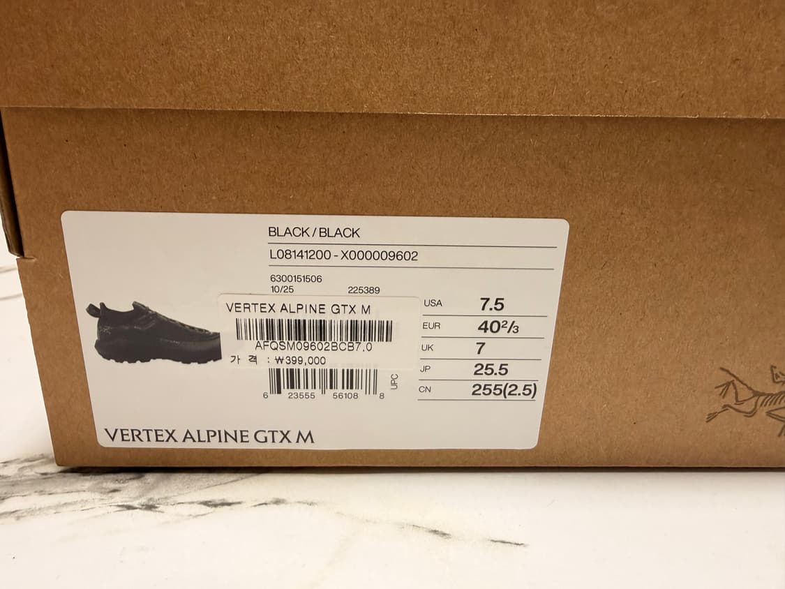 26ss 아크테릭스 버텍스알파인 gtx 블랙 255 상품이미지10