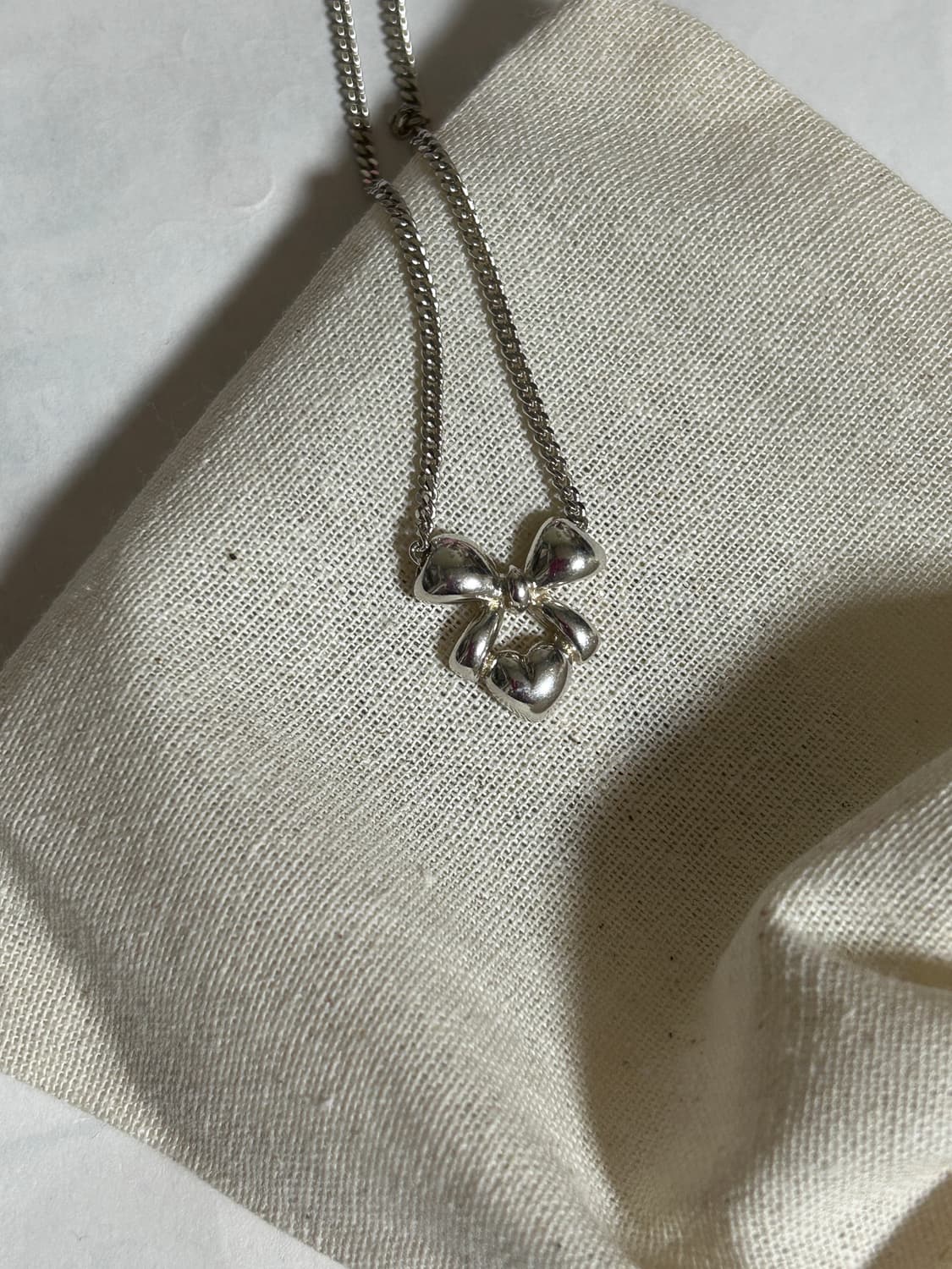 꾸레쥬 925 리본 하트 목걸이 (발레코어)희귀 상품이미지1