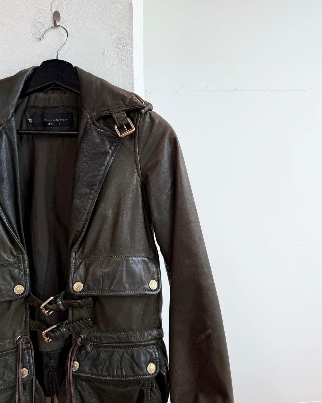 디스퀘어드2 카키 레더 라이더 자켓  상품이미지5