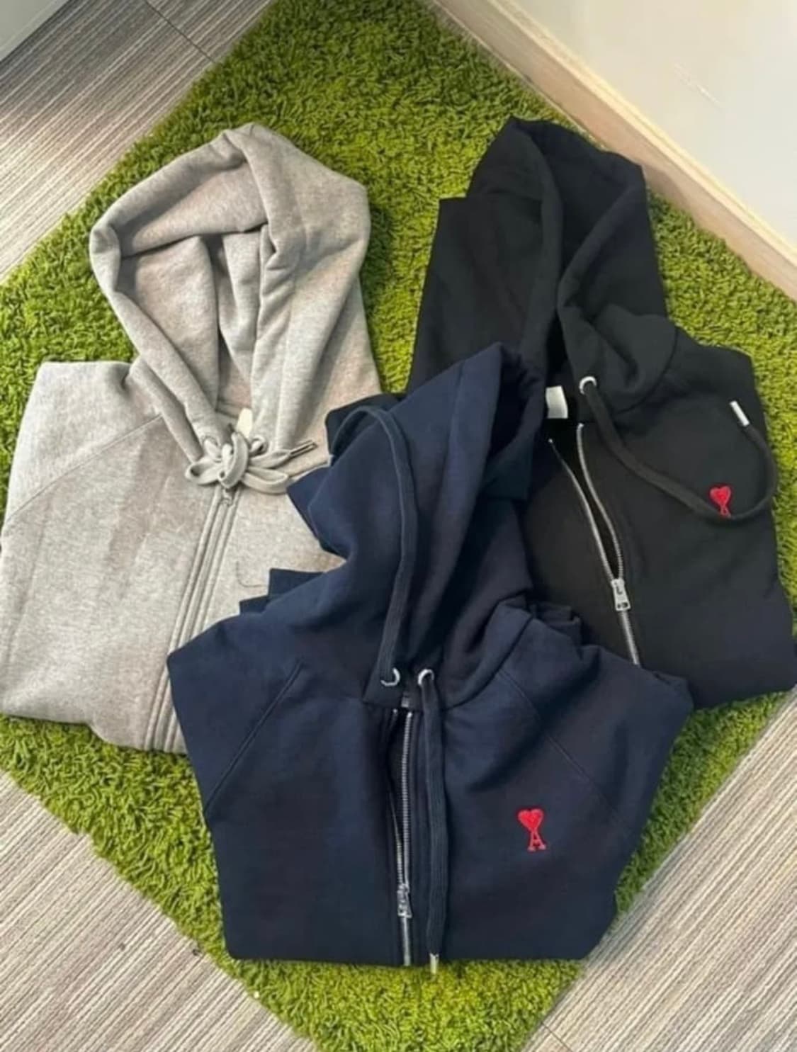 🔥 [새상품/QR정품] 🔥아미 후드집업 스몰로고블랙,그레이,네이비 상품이미지1