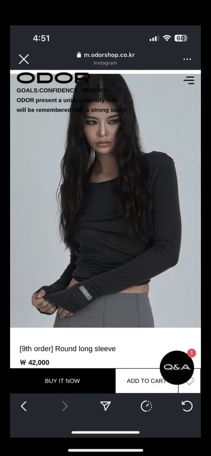 오도어 라운드 롱슬리브 (새상품) 미드나잇 상품이미지1