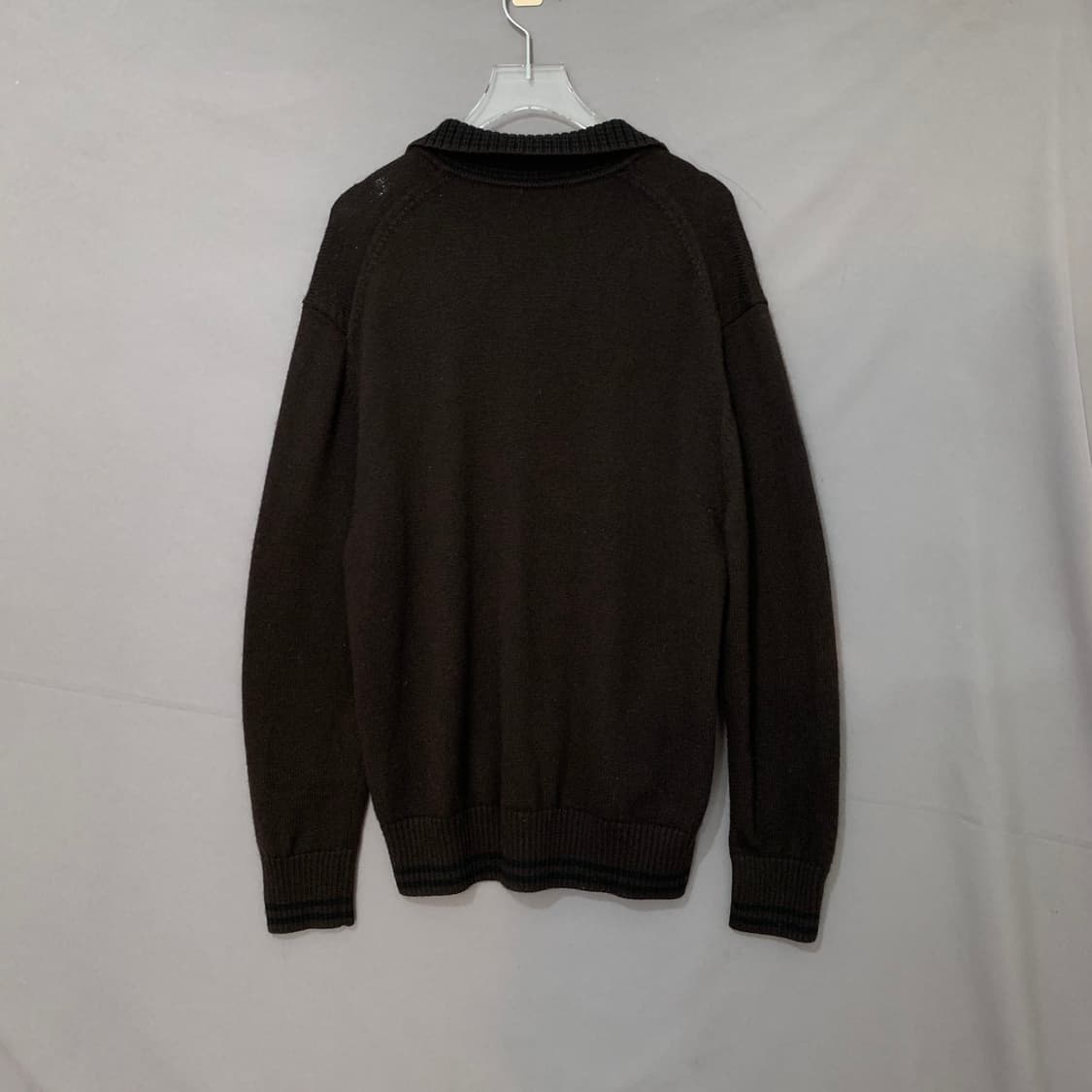 L COS 코스 릴렉시드 컨트래스트 립 메리노 울 오픈 카라티 니트 상품이미지3