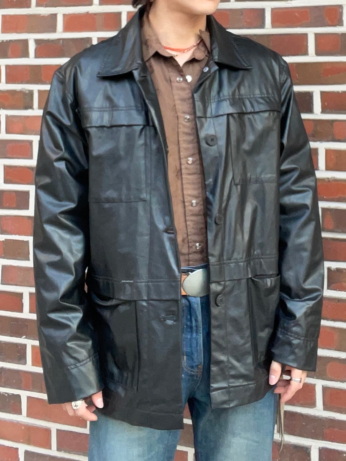 켈빈 클라인 블랙 레더 카코트  상품이미지1