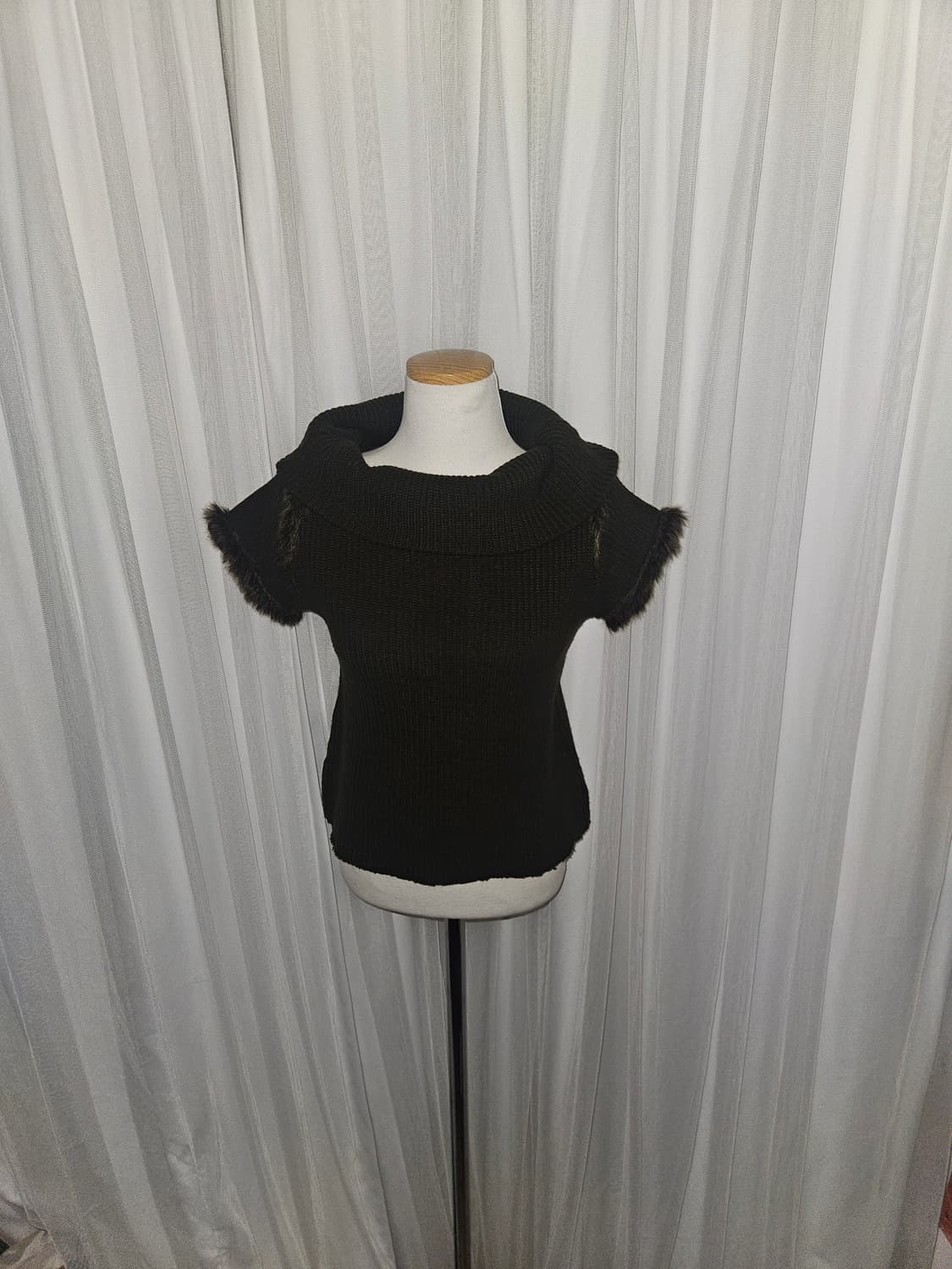 y2k 오네갸루 카키 퍼 터틀넥 니트 탑 상품이미지1