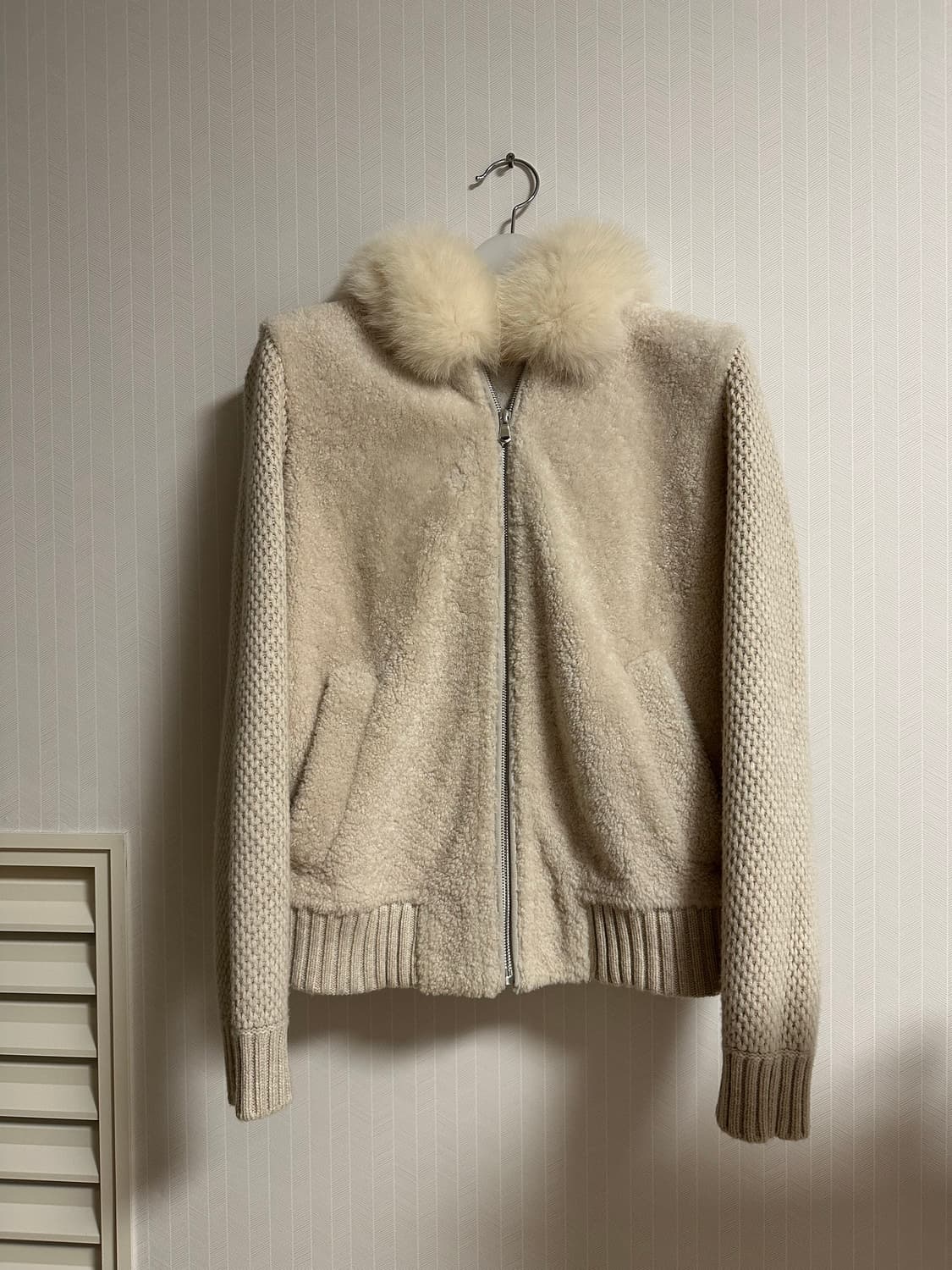 ANAYI 퍼 카라 니트 집업 가디건 상품이미지1