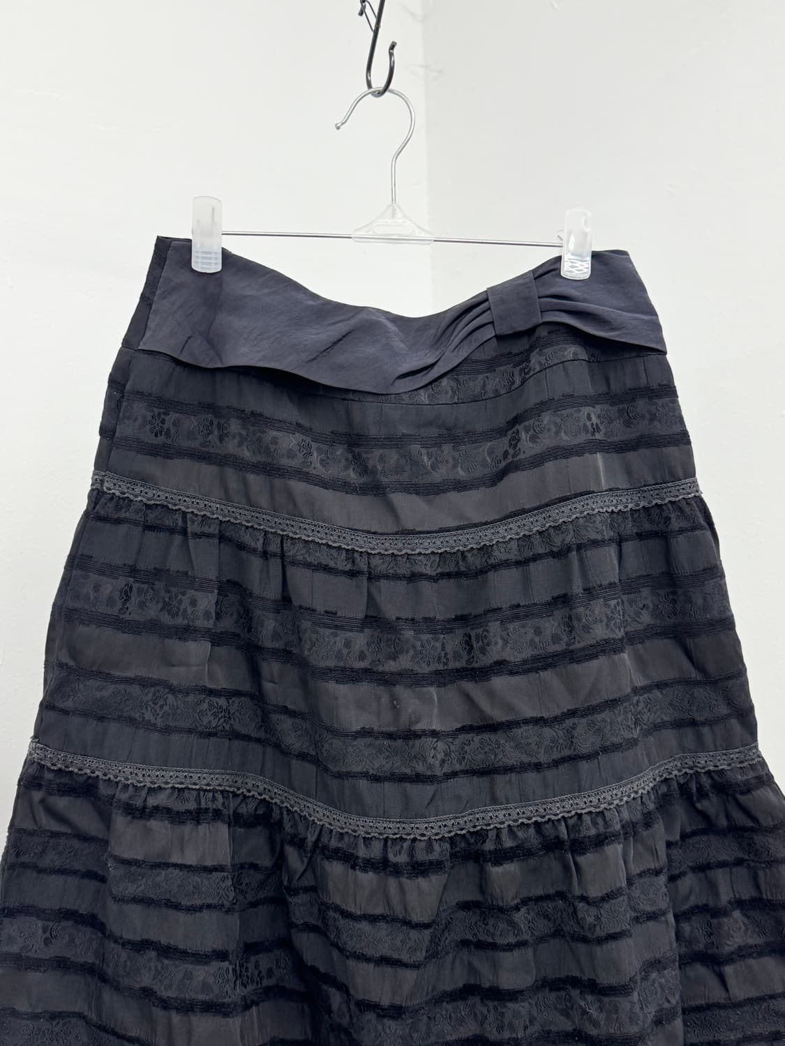 블랙 고딕 리본 레이스 디테일 스커트 상품이미지6