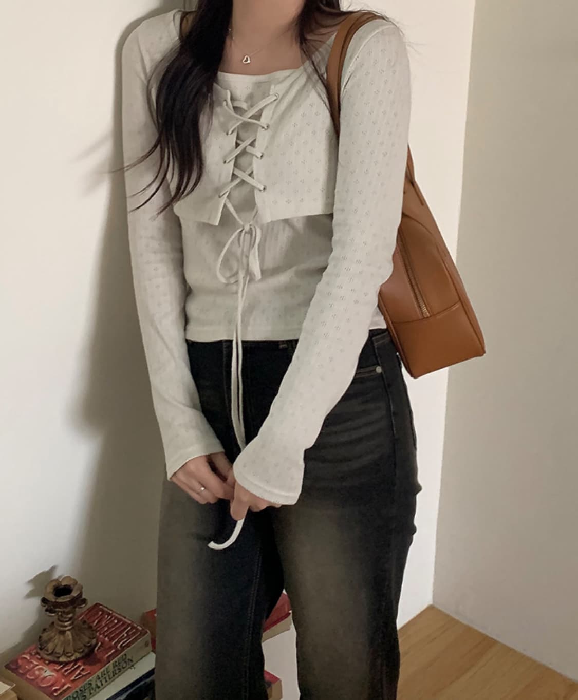 밀크티 아일렛 볼레로 가디건 나시 세트 상품이미지2