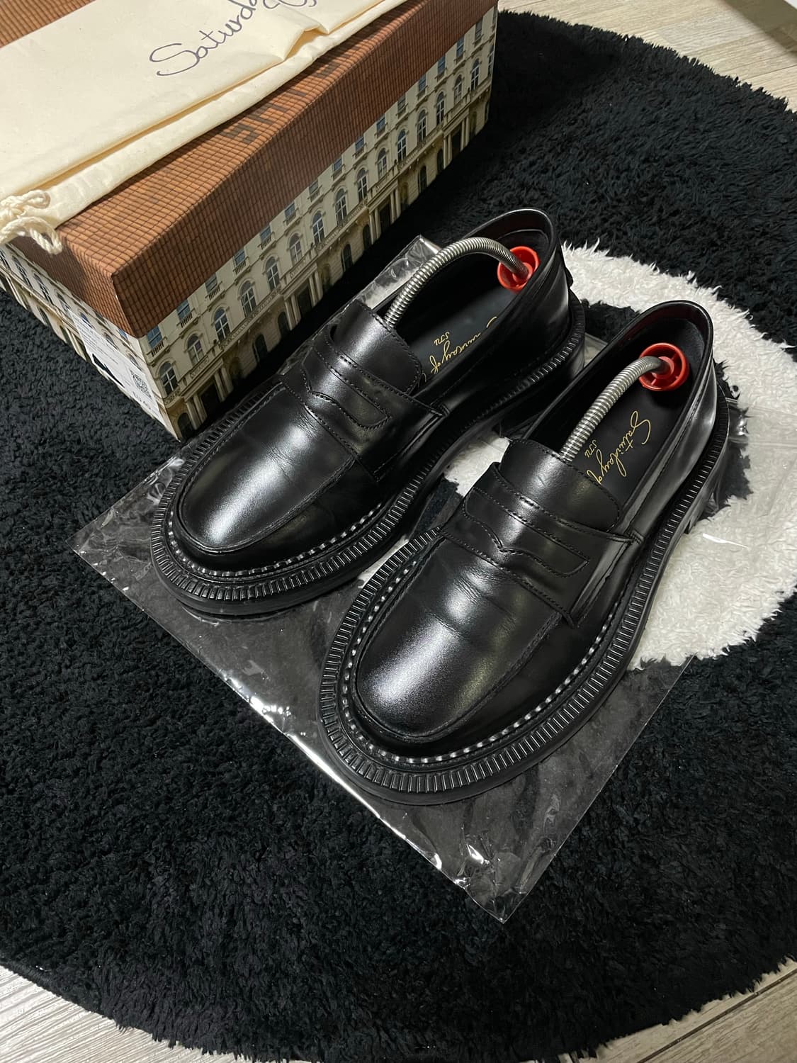 stu 오버솔 레더 로퍼 블랙 40 상품이미지1