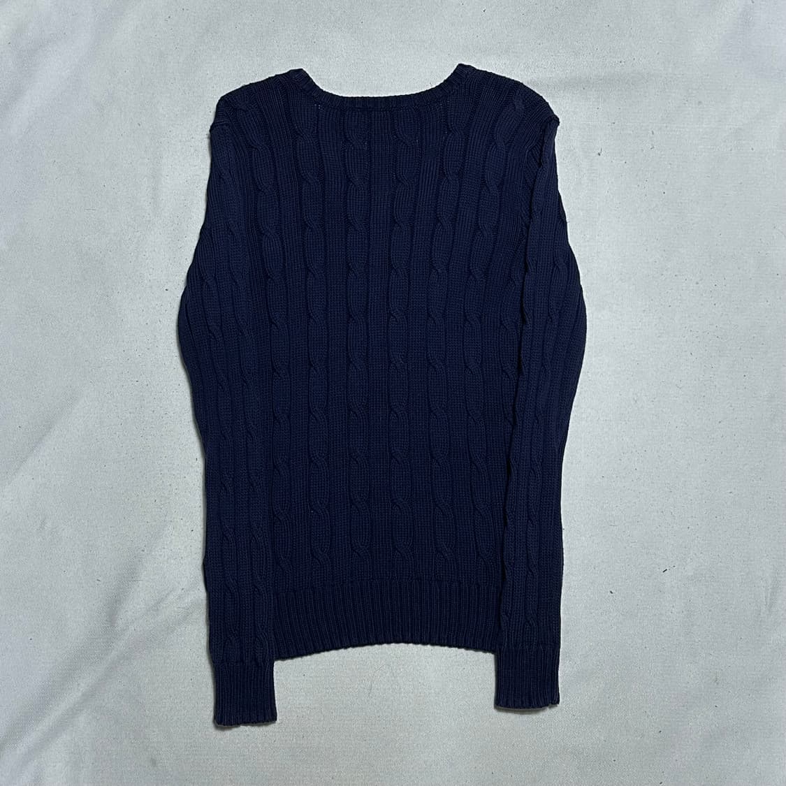 M 폴로랄프로렌 여성용 네이비 브이넥 케이블 니트 상품이미지3