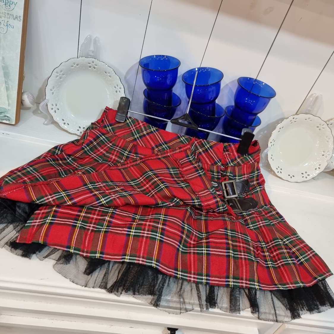 Tralala(트랄라라)  레드 체크 튤프릴 스커트 상품이미지5