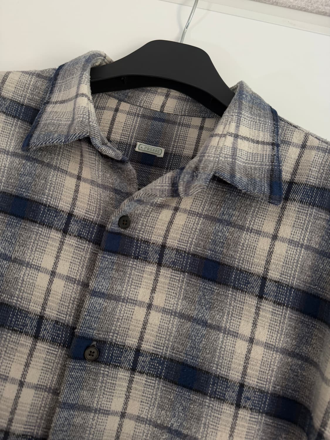 [3] 26ss 아프레쎄 실크넵 체크 셔츠 블루 상품이미지7