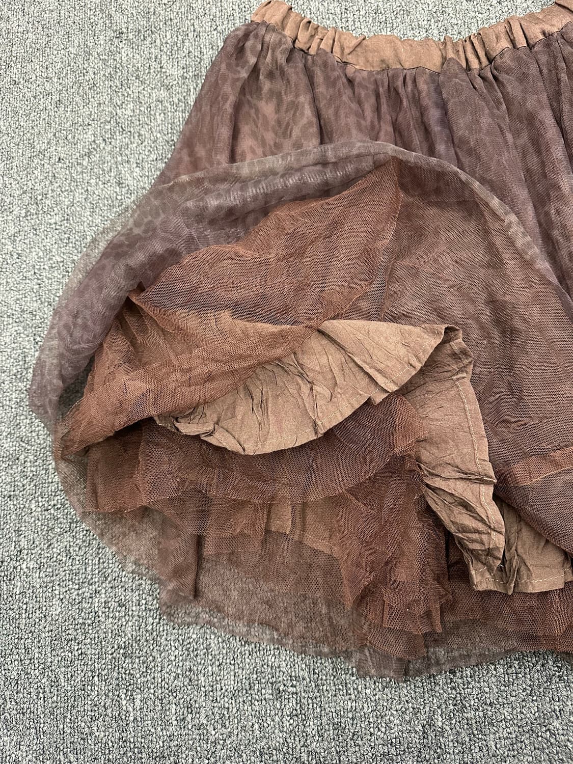 M)Japanese vintage 브라운 레오파드 캉캉 미니스커트 상품이미지2