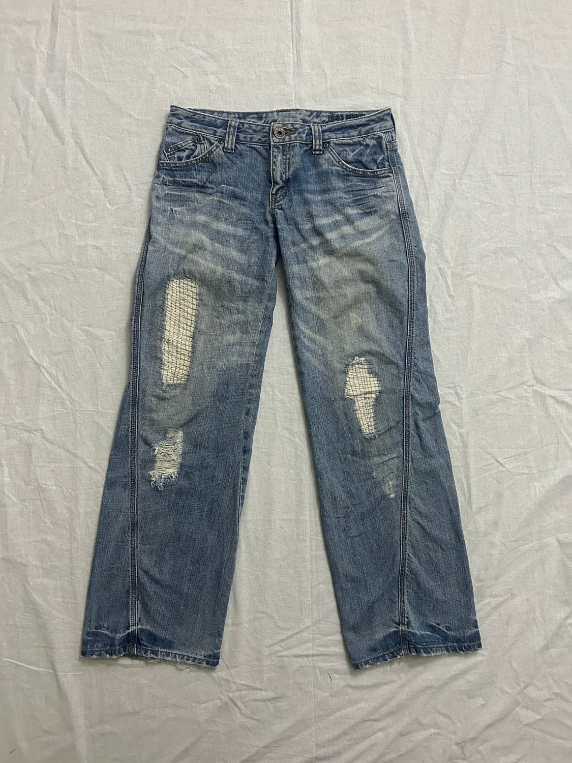 LB-03 빈티지 워싱 디스트레스드 데님 상품이미지1